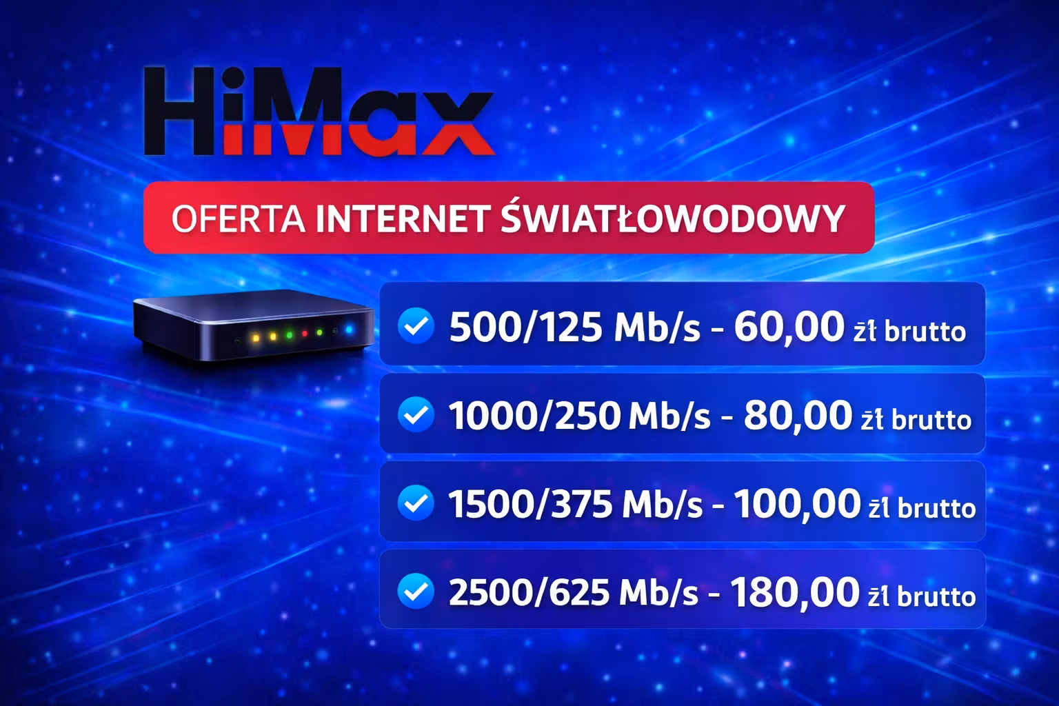 Pakiety internetu światłowodowego
